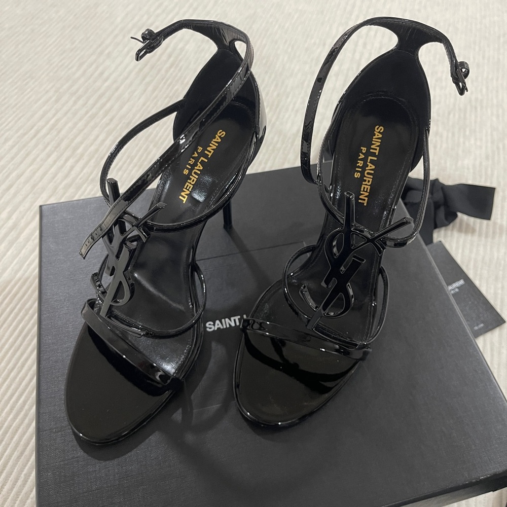 Yves Saint Laurent Black Strappy Heels